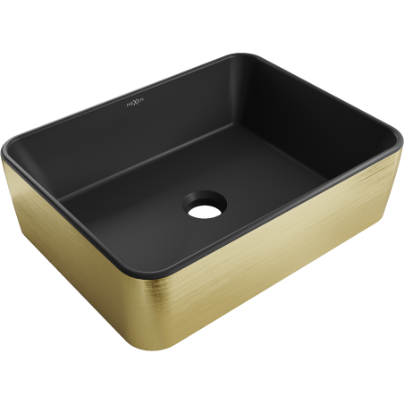 Mexen Catia countertop washbasin 48 x 37 cm, black matte/gold line pattern - 21314877