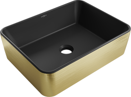 Mexen Catia countertop washbasin 48 x 37 cm, black matt/gold line pattern - 21314877