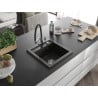Mexen Vito granite kitchen sink 1-bowl with Duo kitchen faucet, black/gold metallic - 6503-75-671701-07