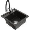 Mexen Vito granite kitchen sink 1-bowl with Duo kitchen faucet, black/gold metallic - 6503-75-671701-07