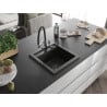 Mexen Vito granite kitchen sink 1-bowl with Duo kitchen faucet, black/golden metallic - 6503-75-671701-07-B