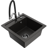 Mexen Vito granite kitchen sink 1-bowl with Duo kitchen faucet, black/golden metallic - 6503-75-671701-07-B