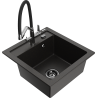 Mexen Vito granite sink 1-bowl with Duo kitchen tap, black/gold metallic - 6503-75-671701-07-B