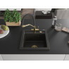 Mexen Vito granite kitchen sink 1-bowl with Duo tap, black/gold metallic - 6503-75-671701-57-G