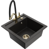 Mexen Vito granite kitchen sink 1-bowl with Duo tap, black/gold metallic - 6503-75-671701-57-G