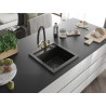 Mexen Vito 1-bowl granite sink with Duo kitchen faucet, black/gold metallic - 6503-75-671701-57-B