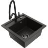 Mexen Vito 1-bowl granite kitchen sink with Duo faucet, black/gold metallic - 6503-75-671701-70-B