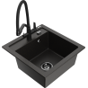 Mexen Vito 1-bowl granite sink with Duo kitchen faucet, black/golden metallic - 6503-75-671701-70-B