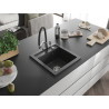 Mexen Vito granite kitchen sink 1-bowl with Duo kitchen faucet, black speckled - 6503-76-671701-07