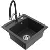 Mexen Vito 1-bowl granite kitchen sink with Duo tap, speckled black - 6503-76-671701-07