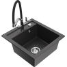 Mexen Vito granite kitchen sink 1-bowl with Duo kitchen faucet, black speckled - 6503-76-671701-07
