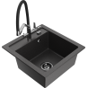 Mexen Vito 1-Bowl Granite Sink with Duo Kitchen Faucet, Speckled Black - 6503-76-671701-07-B