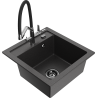Mexen Vito granite single-bowl kitchen sink with Duo faucet, speckled black - 6503-76-671701-07-B