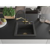 Mexen Vito granite kitchen sink with 1 basin and kitchen faucet Duo, black speckled - 6503-76-671701-57-G