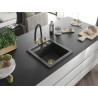 Mexen Vito 1-bowl granite sink with Duo kitchen faucet, black speckled - 6503-76-671701-57-G