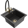 Mexen Vito granite kitchen sink with 1 basin and kitchen faucet Duo, black speckled - 6503-76-671701-57-G