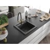 Mexen Vito 1-bowl granite sink with Duo kitchen faucet, black speckled - 6503-76-671701-57-B