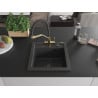 Mexen Vito 1-bowl granite sink with Duo kitchen faucet, black speckled - 6503-76-671701-57-B