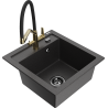 Mexen Vito granite 1-bowl kitchen sink with Duo faucet, black speckled - 6503-76-671701-57-B