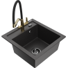 Mexen Vito granite sink 1-bowl with Duo kitchen tap, black speckled - 6503-76-671701-57-B