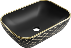 Mexen Rita countertop washbasin 45 x 32 cm, black matte/golden grid pattern - 21084579