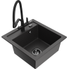 Mexen Vito granite single-bowl sink with Duo kitchen faucet, speckled black - 6503-76-671701-70-B