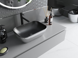 Mexen Rita countertop basin 45 x 32 cm, matte black/silver scale pattern - 21084572