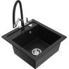 Mexen Vito 1-bowl granite sink with Duo kitchen faucet, black - 6503-77-671701-07
