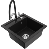 Mexen Vito granite kitchen sink 1-bowl with Duo kitchen faucet, black - 6503-77-671701-07