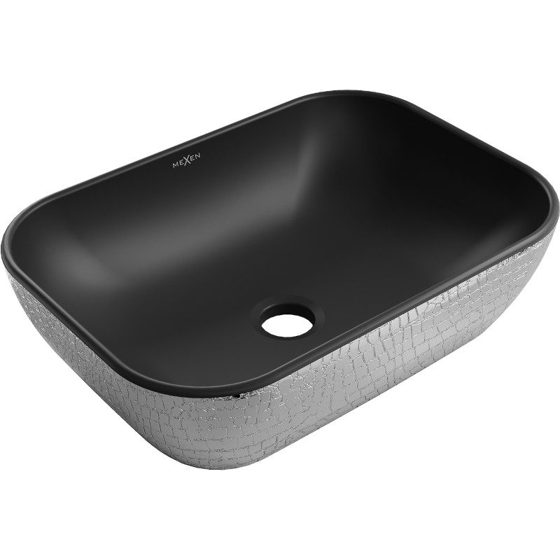 Mexen Rita countertop basin 45 x 32 cm, matte black/silver scale pattern - 21084572