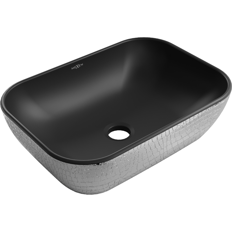 Mexen Rita countertop washbasin 45 x 32 cm, black matte/silver scale pattern - 21084572