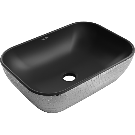 Mexen Rita countertop washbasin 45 x 32 cm, black matte/silver scale pattern - 21084572