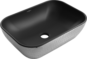 Mexen Rita countertop washbasin 45 x 32 cm, black matt/Silver checked pattern - 21084572