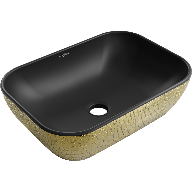 Mexen Rita countertop basin 45 x 32 cm, black matte/gold scale pattern - 21084578