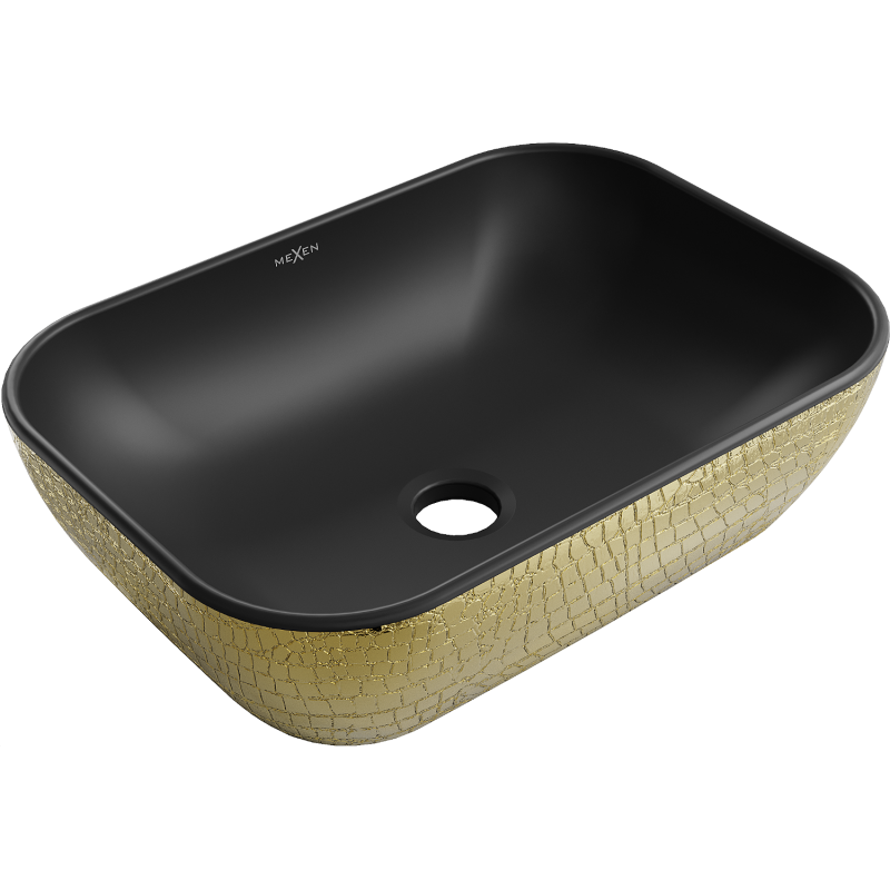 Mexen Rita countertop washbasin 45 x 32 cm, black matt/gold scales pattern - 21084578