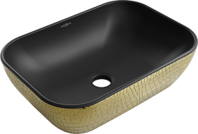 Mexen Rita countertop washbasin 45 x 32 cm, black matt/gold scales pattern - 21084578