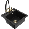 Mexen Vito granite sink 1-bowl with Duo kitchen faucet, black - 6503-77-671701-57-G