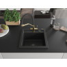 Mexen Vito 1-bowl granite sink with Duo kitchen faucet, black - 6503-77-671701-57-B