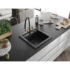 Mexen Vito 1-bowl granite sink with Duo kitchen faucet, black - 6503-77-671701-57-B