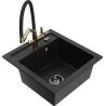 Mexen Vito 1-bowl granite sink with Duo kitchen faucet, black - 6503-77-671701-57-B