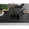 Mexen Vito granite kitchen sink 1-bowl with kitchen faucet Duo, black - 6503-77-671701-70-B