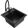 Mexen Vito granite kitchen sink 1-bowl with Duo kitchen faucet, black - 6503-77-671701-70-B