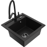 Mexen Vito granite kitchen sink with 1 bowl and Duo kitchen tap, black - 6503-77-671701-70-B