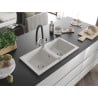 Mexen Mario 2-bowl granite kitchen sink with Duo tap, white - 6504-20-671701-07