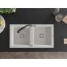 Mexen Mario granite kitchen sink 2-compartment with Duo kitchen faucet, white - 6504-20-671701-07