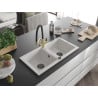 Mexen Mario 2-bowl granite kitchen sink with Duo tap, white - 6504-20-671701-57-B