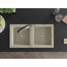 Mexen Mario 2-bowl granite kitchen sink with Duo kitchen faucet, beige - 6504-69-671701-07