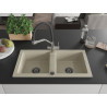 Mexen Mario granite double bowl sink with kitchen faucet Duo, beige - 6504-69-671701-07-B