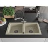Mexen Mario granite sink 2-chamber with Duo kitchen tap, beige - 6504-69-671701-07-B