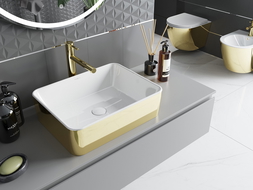Mexen Catia countertop washbasin 48 x 37 cm, white/gold - 21314806